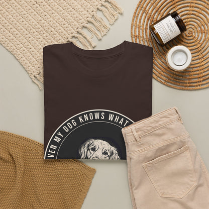 Even My Dog Knows What No Means Golden Unisex Heavy Cotton Tee