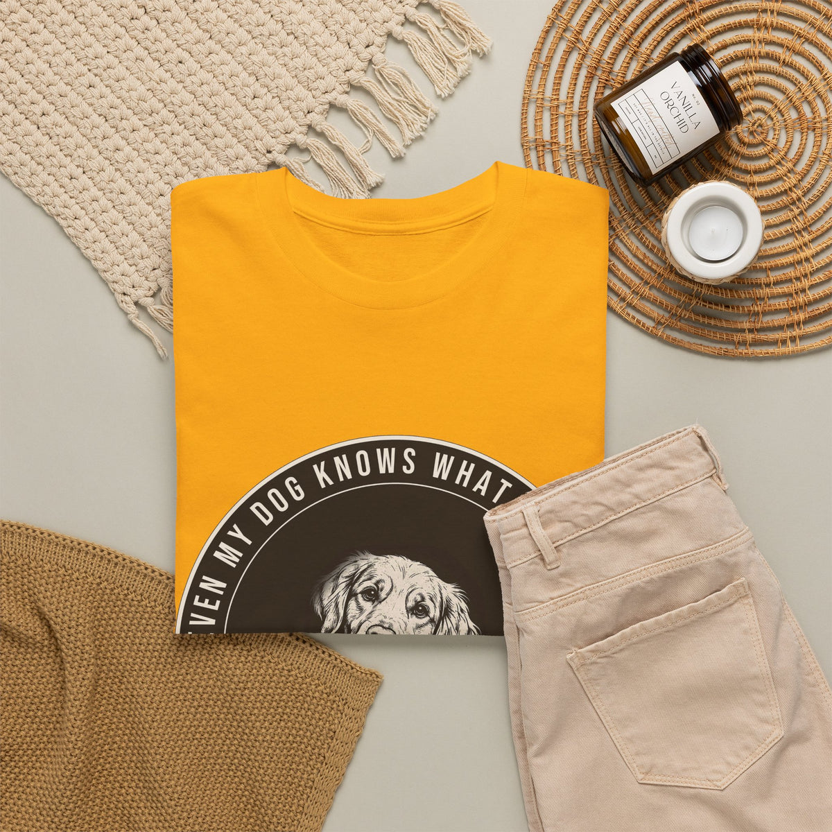 Even My Dog Knows What No Means Golden Unisex Heavy Cotton Tee